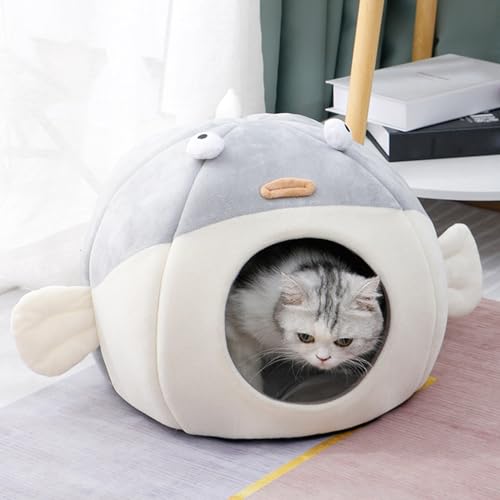 Katzenbetten Katzenhöhlenbett – gemütliches, warmes Katzenhöhlenbett für Indoor-Katzen und kleine Hunde – niedliches Globefisch-förmiges Versteckzelt Katzenbetten Katzenhöhlenbett – gemütliches, warmes Katzenhöhlenbett für Indoor-Katzen und kleine Hunde – niedliches Globefisch-förmiges Versteckzelt von WUURAA