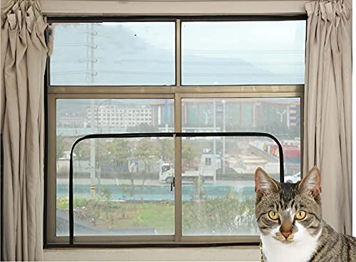 Balkonnetz für Katzensicherheit, Fensternetz mit Reißverschluss, transparentes Netz, Fliegengitter, hält Mücken und Käfer fern, schwarzer Rahmen, weißes Netz, 100 x 100 cm von WUWEI