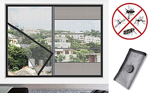 Effektives Netz-Fensternetz für Katzensicherheit, Anti-Mücken-Fenster, selbstklebendes Netz, halbtransparent, einfach zu installieren, 120 x 120 cm, schwarzer Rahmen, graues Netz von WUWEI