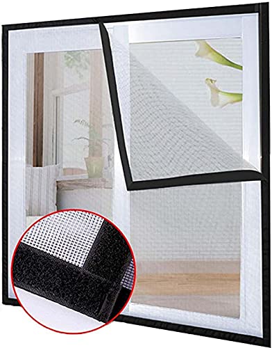 Fliegengitter-Fensternetz für Katzenschutz mit selbstklebendem Klebeband, Moskito-Insektennetz, einfach zu installieren, wasserabweisendes Netz, waschbares Netz, schwarzer Rahmen, graues Netz von WUWEI