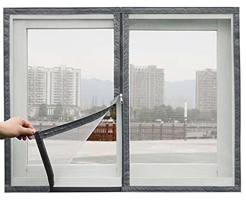 Fliegengitter für Fenster, Insektenschutz mit selbstklebendem Klebeband, einfach zu installieren mit Reißverschluss, zuschneidbar, 100 x 100 cm von WUWEI