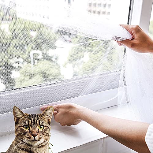 Kratzfestes Fliegengitter für Katzenfenster, leicht zu basteln, selbstklebendes Netz, halbtransparent, schwarzer Rahmen, graues Netz, 50 x 80 cm von WUWEI