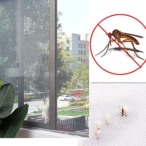 Verstellbares transparentes Fensternetz für Katzensicherheit, selbstklebendes Netz, zum Selbermachen, passend für Mücken, schwarzer Rahmen, graues Netz, 50 x 80 cm von WUWEI