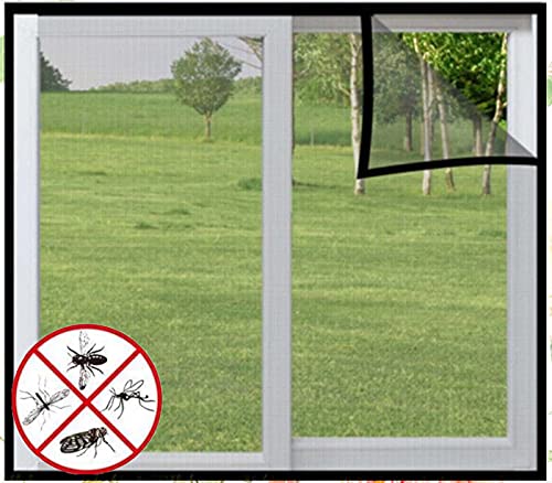 Waschbares Fliegengitter-Fensternetz für Katzenschutz, Moskito-Insektennetz, selbstklebend, leicht zu reinigen, schwarzer Rahmen, graues Netz, 110 x 150 cm von WUWEI