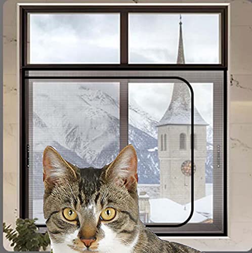 Weißes Netz-Fensternetz für Katzensicherheitsnetz gegen Mücken und Insekten, schwarzer Rahmen, weißes Netz, Position 1150 x 180 cm von WUWEI