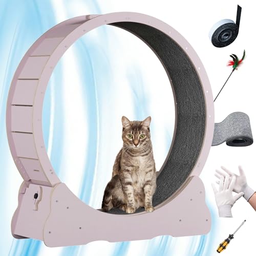 Hochwertige Massivholzverkleidung Katzenlaufrad - die perfekte Auslaufmöglichkeit für Katzen!Äußerer Ringdurchmesser 110cm (XL, Rosa) von WUZILIN