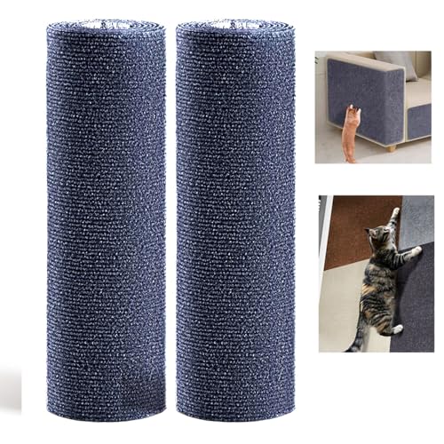 WUZILIN Katze Kratzmatte,Katze Wand Stracther, vielseitige Selbstklebende Ersatz einfache Verwendung für Katze Bäume, Katze Wand Möbel, Kratzbäume, und Couch Schutz (Dunkelgrau, 40 * 210cm 2er-Pack) von WUZILIN