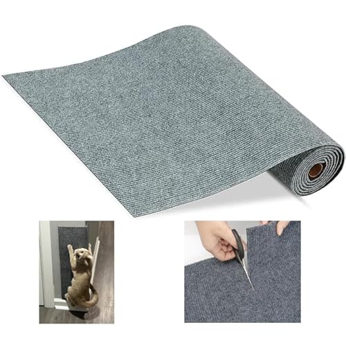 WUZILIN (Hellgrau, 30 * 100cm 1Pack) Katze Kratzmatte,Katze Wand Stracther, vielseitige Selbstklebende Ersatz einfache Verwendung für Katze Bäume, Katze Wand Möbel, Kratzbäume, und Couch Schutz von WUZILIN