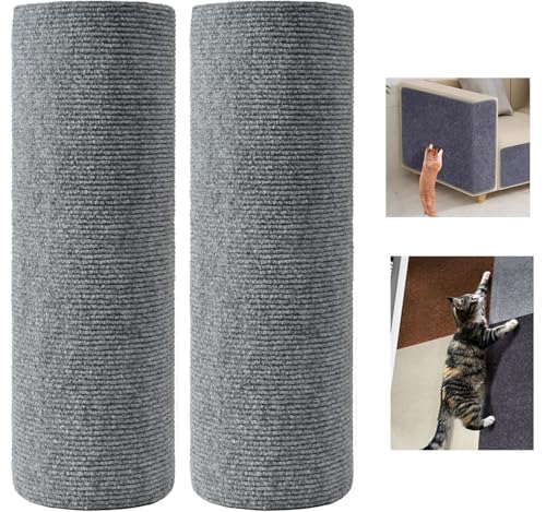 WUZILIN Katze Kratzmatte,Katze Wand Stracther, vielseitige Selbstklebende Ersatz einfache Verwendung für Katze Bäume, Katze Wand Möbel, Kratzbäume, und Couch Schutz (Hellgrau, 40 * 210cm 2er-Pack) von WUZILIN