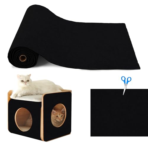 WUZILIN (schwarz, 30 * 100cm 1Pack) Katze Kratzmatte,Katze Wand Stracther, vielseitige Selbstklebende Ersatz einfache Verwendung für Katze Bäume, Katze Wand Möbel, Kratzbäume, und Couch Schutz von WUZILIN