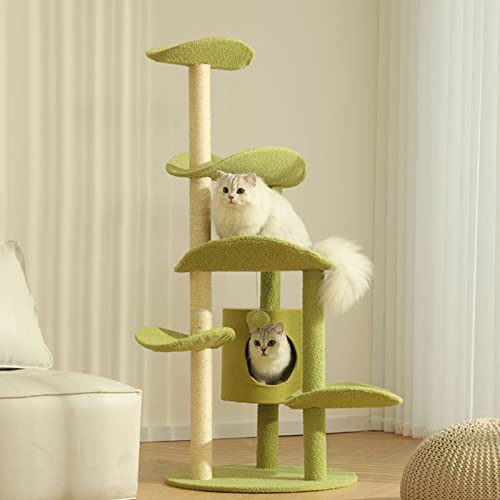 Kleiner Katzenturm für große Katzen, zum Spielen im Innenbereich mit Sisal-Kratzbaum mit Katzenloch (Größe: 137,2 cm) von WWJ