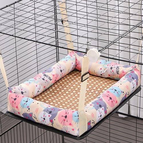 Katzenhängematte, Verstellbares, Hängendes Katzenbett Mit Doppeltem Verwendungszweck, Katzenkäfigzubehör Für Kleine Und Mittelgroße Katzen Und Hunde, Kaninchen Usw.,Square S,Yellow von WWPgetrich