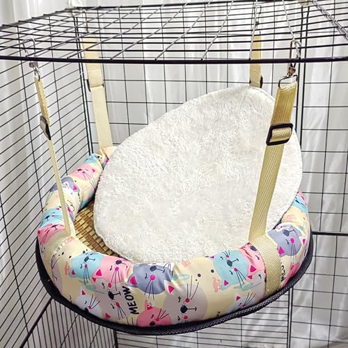 Katzenhängematten, Gemustertes Hängendes Katzenbett, Verstellbar, Wasserdicht, Für Alle Vier Jahreszeiten, Katzenkäfigzubehör Für Katzen, Kleine Hunde Und Kaninchen, Round L,Yellow Katzenhängematten, Gemustertes Hängendes Katzenbett, Verstellbar, Wasserdicht, Für Alle Vier Jahreszeiten, Katzenkäfigzubehör Für Katzen, Kleine Hunde Und Kaninchen, Round L,Yellow von WWPgetrich
