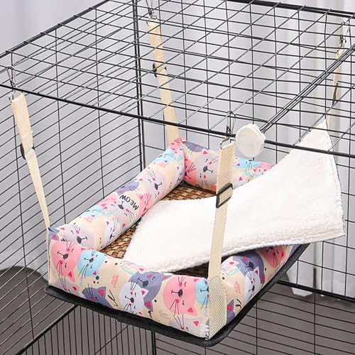 Katzenhängematten, Gemustertes Hängendes Katzenbett, Verstellbar, Wasserdicht, Für Alle Vier Jahreszeiten, Katzenkäfigzubehör Für Katzen, Kleine Hunde Und Kaninchen,Square S,Yellow Katzenhängematten, Gemustertes Hängendes Katzenbett, Verstellbar, Wasserdicht, Für Alle Vier Jahreszeiten, Katzenkäfigzubehör Für Katzen, Kleine Hunde Und Kaninchen,Square S,Yellow von WWPgetrich