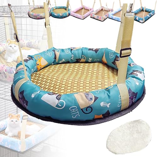 Katzenhängematten Für Vier Jahreszeiten, Gemustertes Hängendes Katzenbett, Verstellbare Gurte, Katzenkäfigzubehör Für Kleine Und Mittelgroße Katzen Und Hunde, Kaninchen Usw, Round L, Green Katzenhängematten Für Vier Jahreszeiten, Gemustertes Hängendes Katzenbett, Verstellbare Gurte, Katzenkäfigzubehör Für Kleine Und Mittelgroße Katzen Und Hunde, Kaninchen Usw, Round L, Green von WWPgetrich