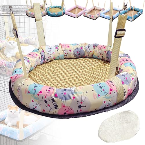 Katzenhängematten Für Vier Jahreszeiten, Gemustertes Hängendes Katzenbett, Verstellbare Gurte, Katzenkäfigzubehör Für Kleine Und Mittelgroße Katzen Und Hunde, Kaninchen Usw, Round L,Yellow Katzenhängematten Für Vier Jahreszeiten, Gemustertes Hängendes Katzenbett, Verstellbare Gurte, Katzenkäfigzubehör Für Kleine Und Mittelgroße Katzen Und Hunde, Kaninchen Usw, Round L,Yellow von WWPgetrich