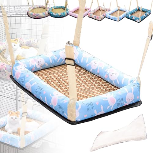 Katzenhängematten Für Vier Jahreszeiten, Gemustertes Hängendes Katzenbett, Verstellbare Gurte, Katzenkäfigzubehör Für Kleine Und Mittelgroße Katzen Und Hunde, Kaninchen Usw.,Square S, Blue Katzenhängematten Für Vier Jahreszeiten, Gemustertes Hängendes Katzenbett, Verstellbare Gurte, Katzenkäfigzubehör Für Kleine Und Mittelgroße Katzen Und Hunde, Kaninchen Usw.,Square S, Blue von WWPgetrich