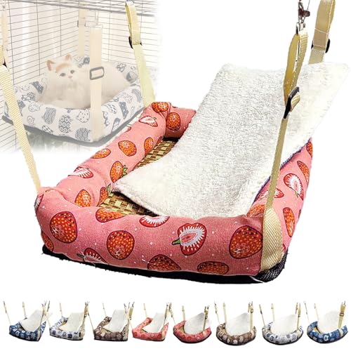 Katzenhängematten Muster Hängendes Katzenbett Verstellbare Gurte Mit Metallhaken Quadratisch/rund Weich Wasserdicht Katzenkäfig-Zubehör Für Katzen Kleine Hunde Kaninchen, Square L, Pink Katzenhängematten Muster Hängendes Katzenbett Verstellbare Gurte Mit Metallhaken Quadratisch/rund Weich Wasserdicht Katzenkäfig-Zubehör Für Katzen Kleine Hunde Kaninchen, Square L, Pink von WWPgetrich