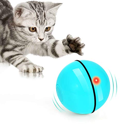 WWVVPET Interaktives Katzenspielzeug Ball mit LED-Licht, 360° Selbstdrehender Ball, USB Wiederaufladbares Elektrisch Katzenspielzeug,Stimulierung Jagdtriebs Lustiges Jäger Spielzeug Katzenball von WWVVPET