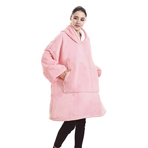 Kapuzenpullover, ultraweiches Sherpa-Fleece, warm, gemütlich, übergroß, tragbar, riesig, für Damen, Mädchen, Erwachsene, Herren, Jungen, Kinder, große Tasche – (Pink D) von WWYL
