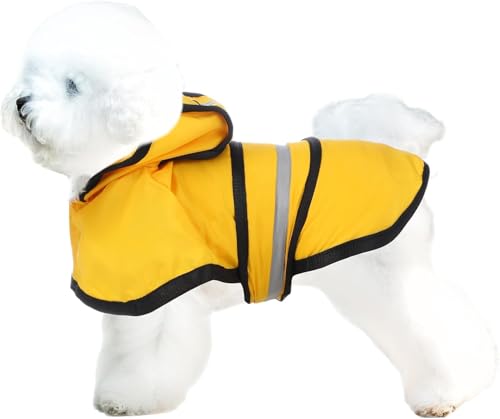 WWZ889 Hunde-Regenmantel für Welpen, Größe S und M, reflektierend, wasserdicht, mit Loch für die Leine, für Corgi, Chihuahua, Gelb WWZ889 Hunde-Regenmantel für Welpen, Größe S und M, reflektierend, wasserdicht, mit Loch für die Leine, für Corgi, Chihuahua, Gelb von WWZ889