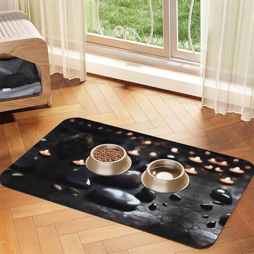 Black Mystery Heart Stone Pet saugfähige Leder-Tischdecke, geeignet für Hunde oder Katzen Black Mystery Heart Stone Pet saugfähige Leder-Tischdecke, geeignet für Hunde oder Katzen von WXCJWD