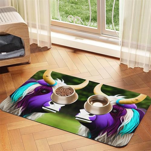 Bunte Kuhkopf-Tischdecke, saugfähig, Leder, geeignet für Hunde oder Katzen von WXCJWD