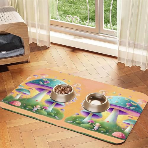 Fantasy Mushroom Pet saugfähige Leder-Tischdecke, geeignet für Hunde oder Katzen von WXCJWD