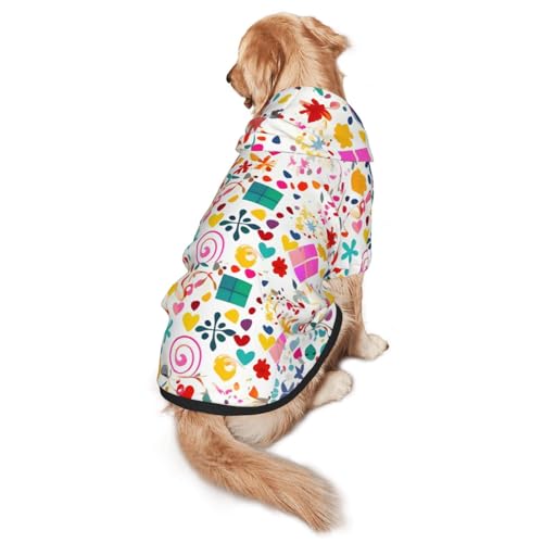 Hunde-Kapuzenpullover "Happy Birthday", Größe M, warm und leicht, geeignet für Haustiere im Herbst und Winter von WXCJWD