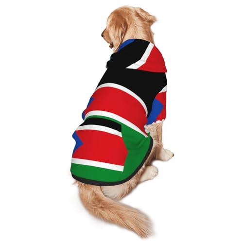 Hunde-Kapuzenpullover mit Flagge Südsudan, Größe XL, warm und leicht, geeignet für Haustiere im Herbst und Winter von WXCJWD