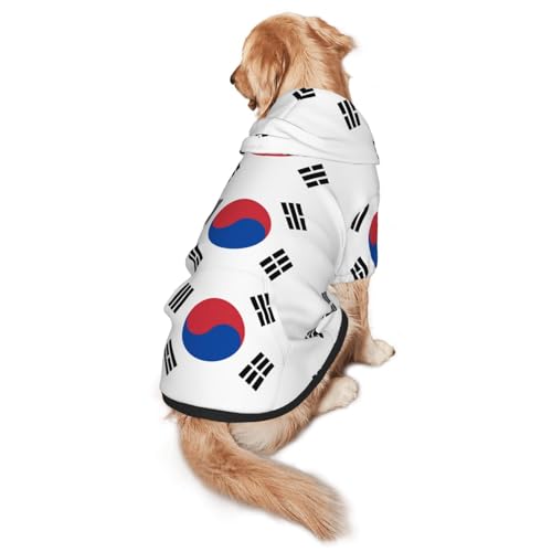 Hunde-Kapuzenpullover mit Flagge der Republik Korea, Größe M, warm und leicht, geeignet für Haustiere im Herbst und Winter von WXCJWD