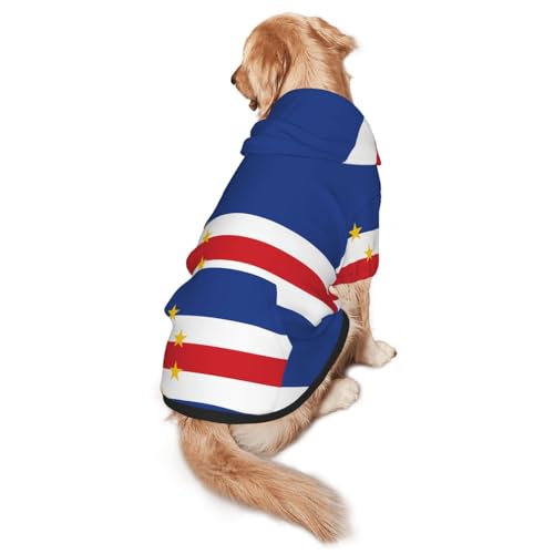 Hunde-Kapuzenpullover mit Flagge von Kapverden, Größe L, warm und leicht, geeignet für Haustiere im Herbst und Winter von WXCJWD