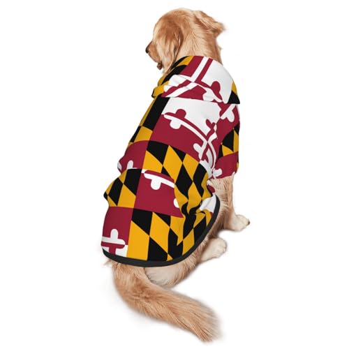 Hunde-Kapuzenpullover mit Maryland-Staatsflagge, Größe M, warm und leicht, geeignet für Haustiere im Herbst und Winter von WXCJWD