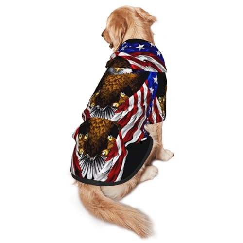 Hunde-Kapuzenpullover mit USA-Flagge, Patriotischer Adler, Größe XXL, warm und leicht, geeignet für Haustiere im Herbst und Winter von WXCJWD