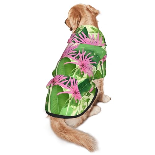 Hunde-Kapuzenpullover mit rosa Pflanzenblumen, Größe S, warm und leicht, geeignet für Haustiere im Herbst und Winter von WXCJWD