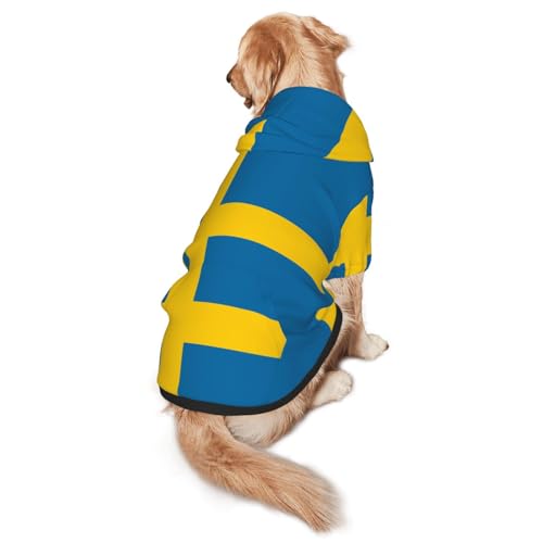 Hunde-Kapuzenpullover mit schwedischer Flagge, warm und leicht, geeignet für Haustiere im Herbst und Winter von WXCJWD