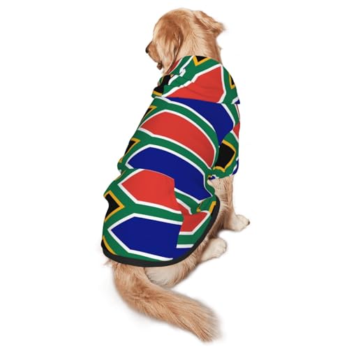 Hunde-Kapuzenpullover mit südafrikanischer Flagge, Größe XL, warm und leicht, geeignet für Haustiere im Herbst und Winter von WXCJWD
