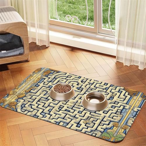 Labyrinth Schatzkarte Haustier saugfähige Leder-Tischdecke Haustiernapf-Matte geeignet für Hunde oder Katzen Labyrinth Schatzkarte Haustier saugfähige Leder-Tischdecke Haustiernapf-Matte geeignet für Hunde oder Katzen von WXCJWD