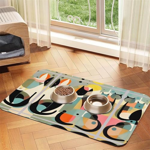 Mittelalterliche moderne Kunst Katze Haustier saugfähige Leder-Tischdecke Haustiernapf-Matte geeignet für Hunde oder Katzen Mittelalterliche moderne Kunst Katze Haustier saugfähige Leder-Tischdecke Haustiernapf-Matte geeignet für Hunde oder Katzen von WXCJWD