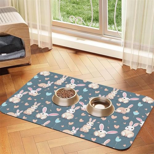 Saugfähige Leder-Tischdecke mit Cartoon-Hase, geeignet für Hunde oder Katzen von WXCJWD