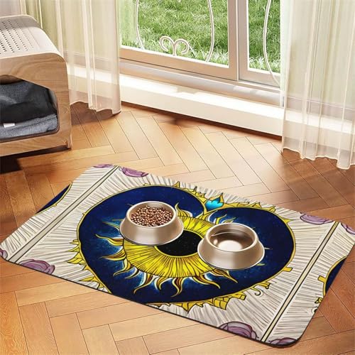 Saugfähige Leder-Tischdecke mit Cartoon-Herz und Sonne, geeignet für Hunde oder Katzen von WXCJWD