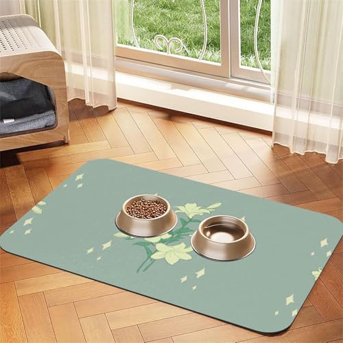 Saugfähige Leder-Tischdecke mit Cartoon-Lilien, geeignet für Hunde oder Katzen von WXCJWD