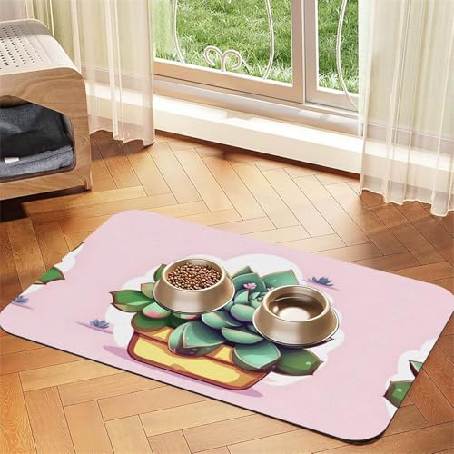 Saugfähige Leder-Tischdecke mit Cartoon-Sukkulenten, geeignet für Hunde oder Katzen von WXCJWD