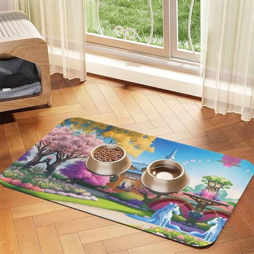 Saugfähige Leder-Tischdecke mit Einhorn-Märchenmotiv, geeignet für Hunde oder Katzen von WXCJWD