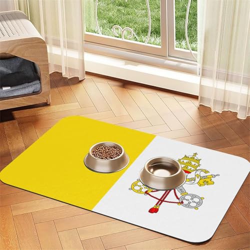 Saugfähige Leder-Tischdecke mit Vatikan-Flagge, geeignet für Hunde oder Katzen von WXCJWD