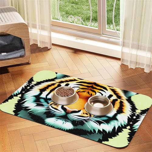 Saugfähige Leder-Tischdecke mit kleinem Tigerkopf, geeignet für Hunde oder Katzen von WXCJWD