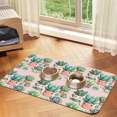 Schöne Sukkulenten-Haustier-Tischdecke, saugfähig, aus Leder, geeignet für Hunde oder Katzen von WXCJWD