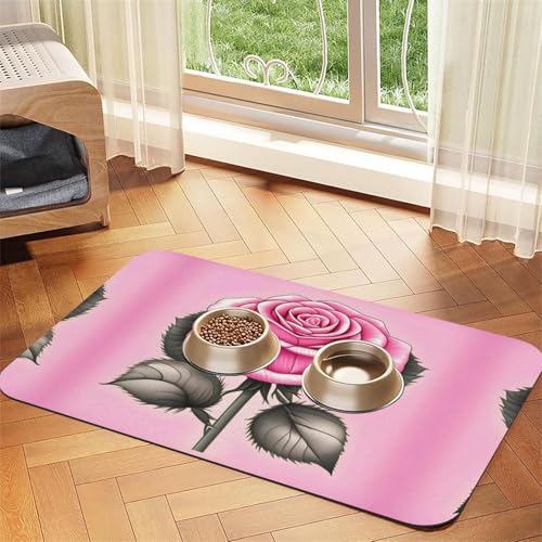 Schöne rosa Rosen, saugfähige Leder-Tischdecke, geeignet für Hunde oder Katzen von WXCJWD