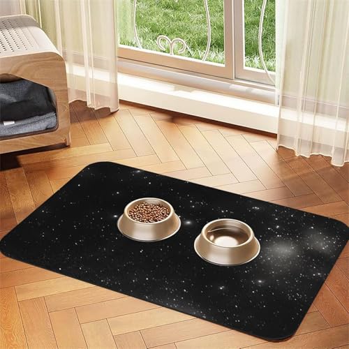 Schwarze und weiße Galaxie-Haustier-Tischdecke, saugfähig, aus Leder, geeignet für Hunde oder Katzen von WXCJWD