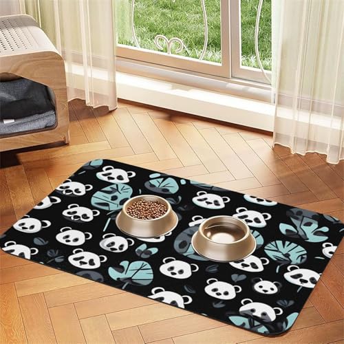 Schwarze und weiße Tischdecke mit Panda-Gesicht, saugfähig, Leder, geeignet für Hunde oder Katzen von WXCJWD